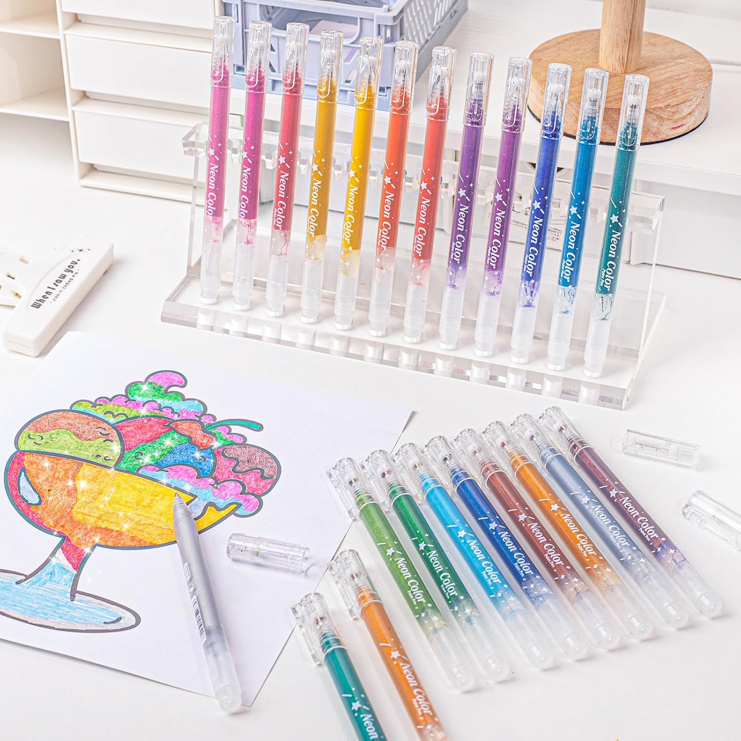 Metallic Vibrant Sparkle gel pens for coloring